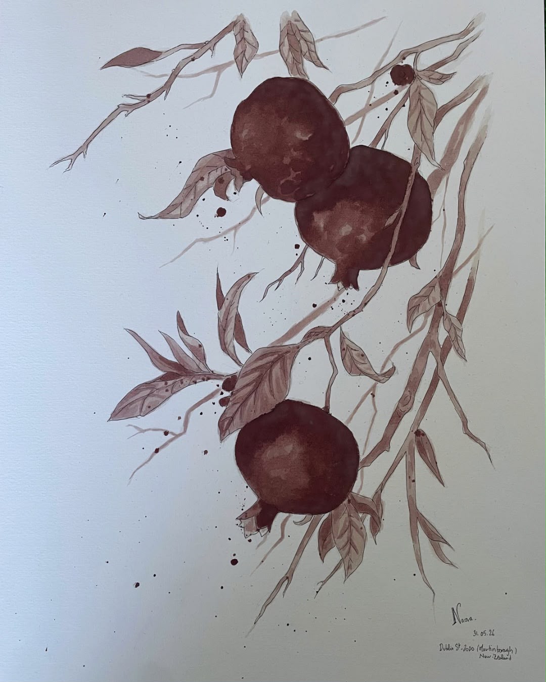 Original Wine Artworks - Pomegranate Tree painted with Dublin St, Martinburgh 2020