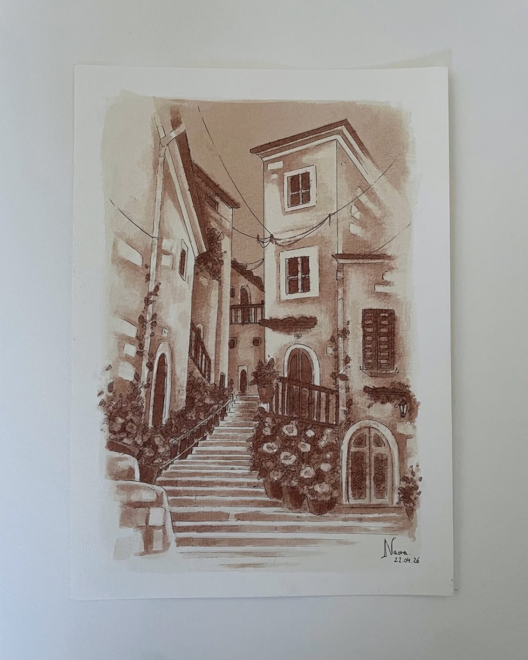 Original Wine Artworks - Quiet  Street, painted with Linden Estate, Hawkes Bay 2021