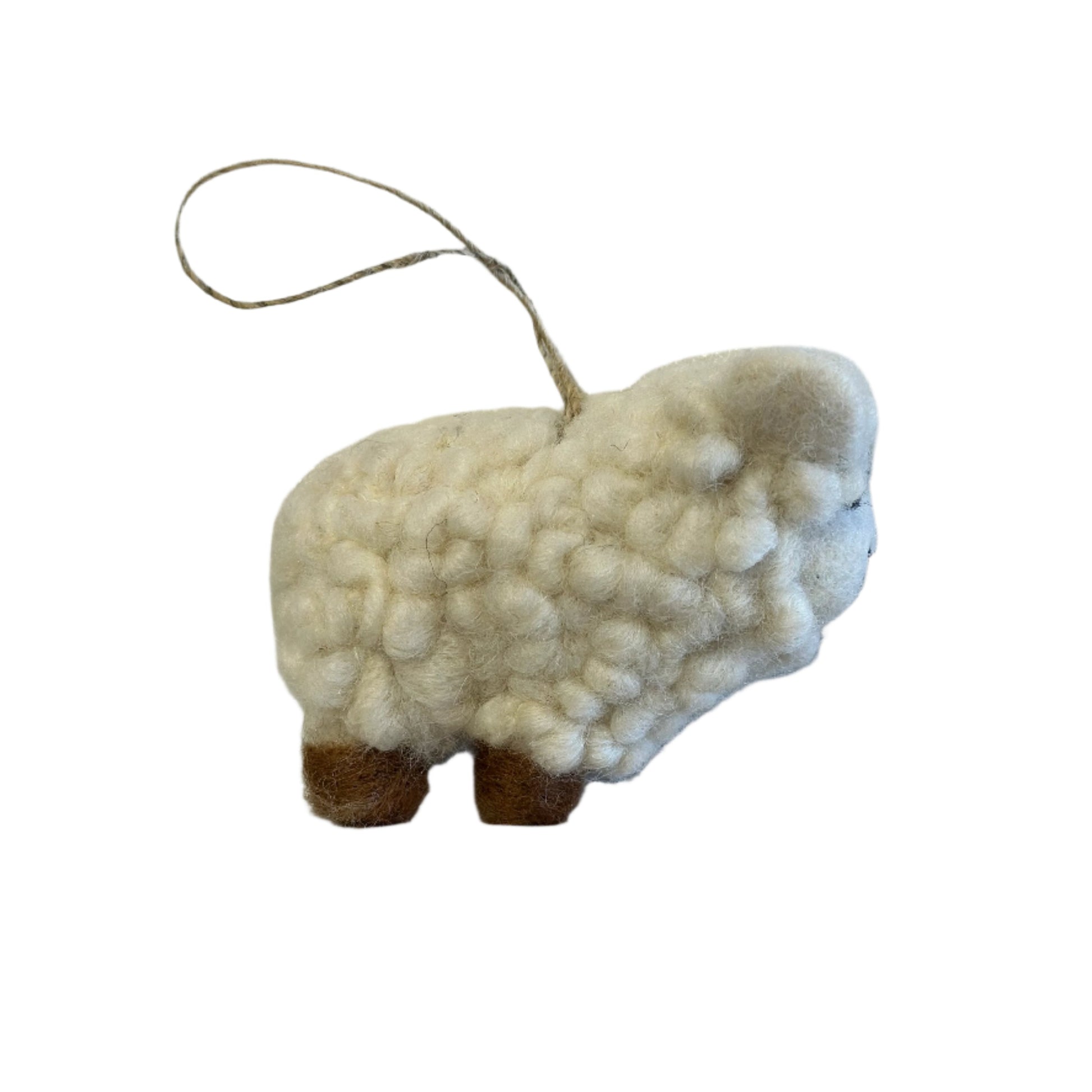 White textured object with a string on a light gray background