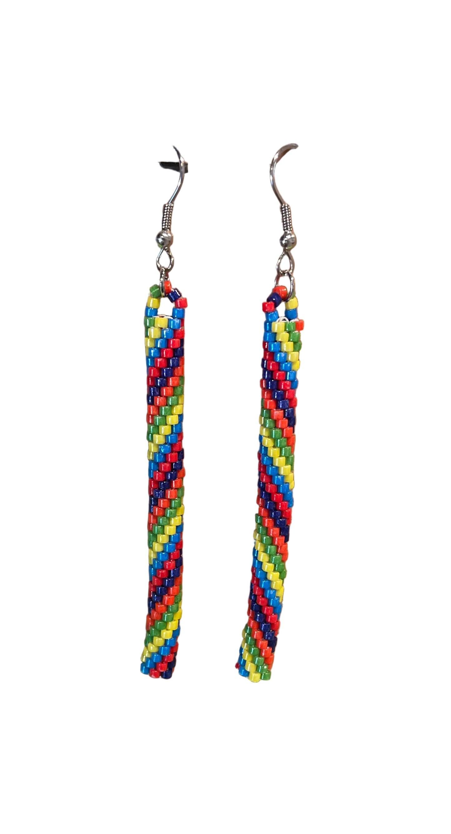 Beaded Earrings - Twirled Stripes