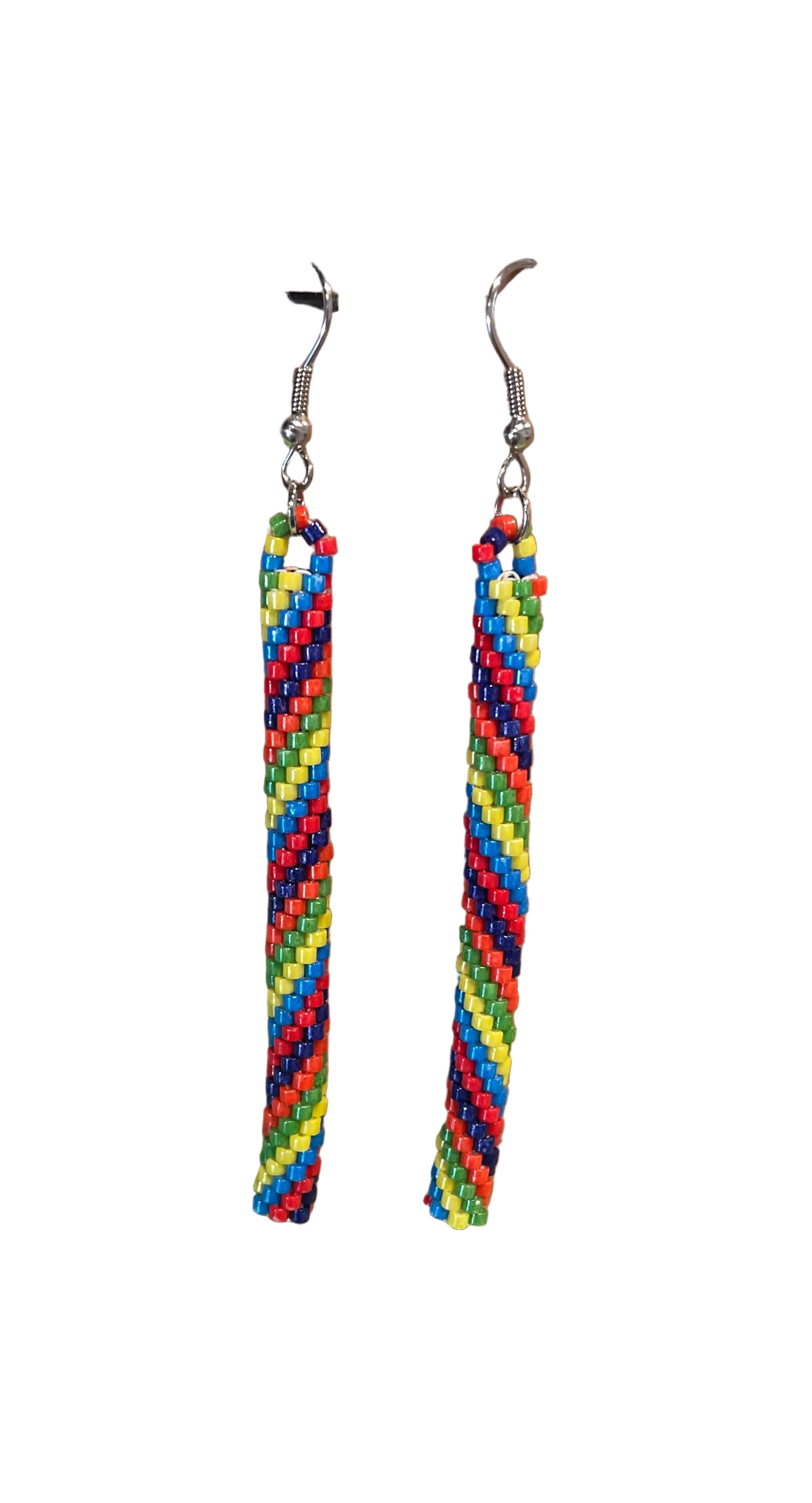 Beaded Earrings - Twirled Stripes